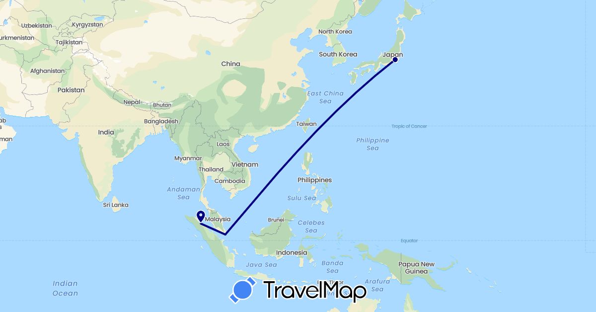 TravelMap itinerary: driving in Indonesia, Japan, Singapore (Asia)